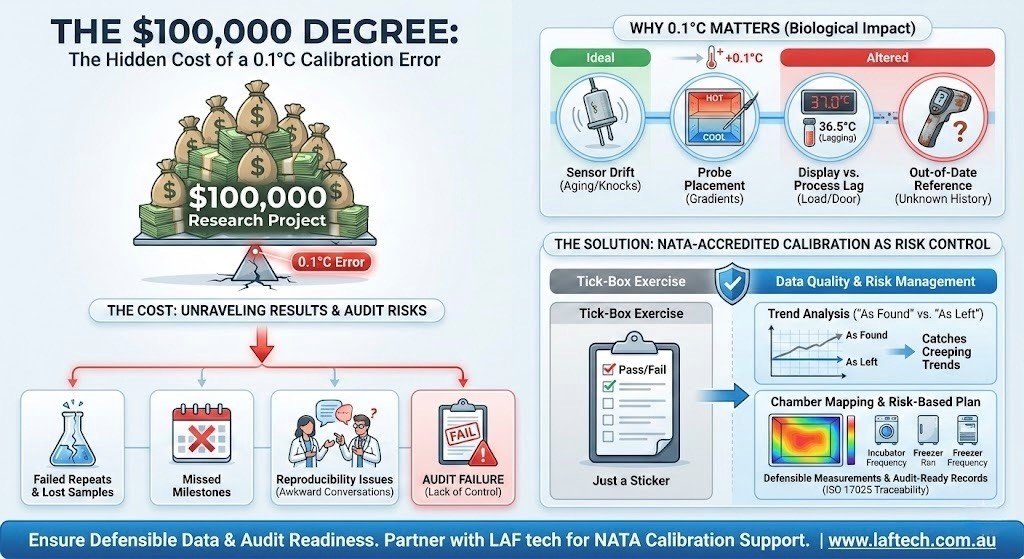 NATA accredited calibration reduces hidden costs from 0.1C calibration errors